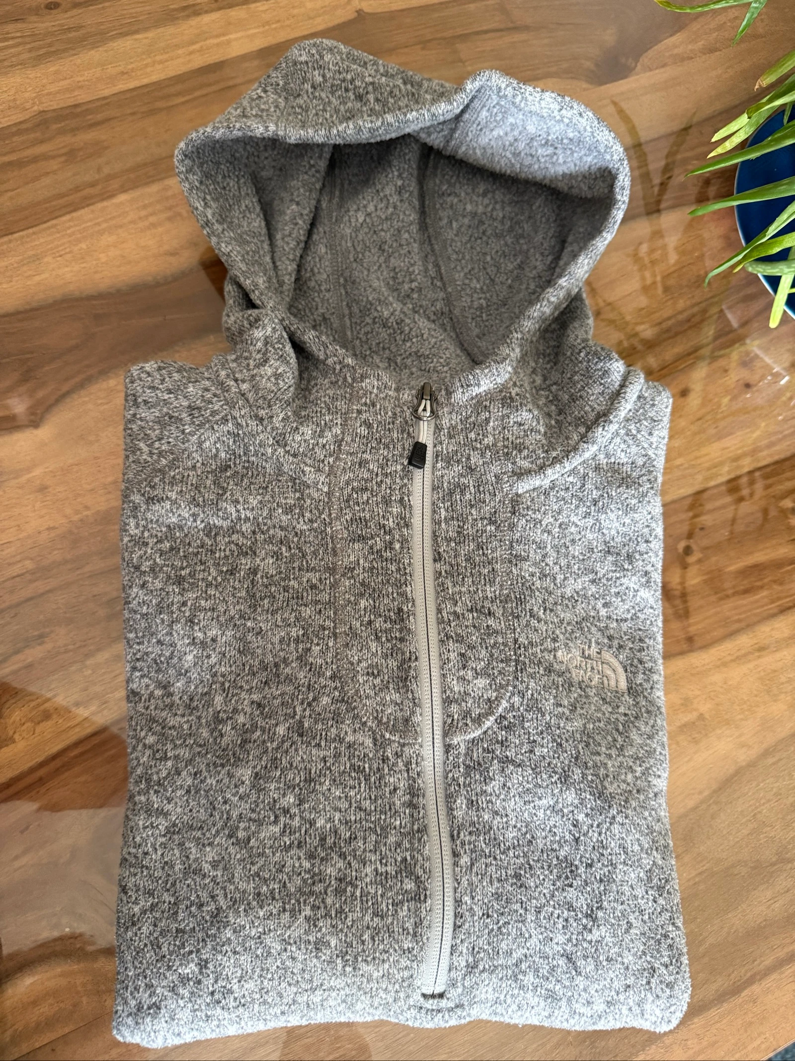 The North Face women's thick grey hooded fleece jacket size M – photo 3